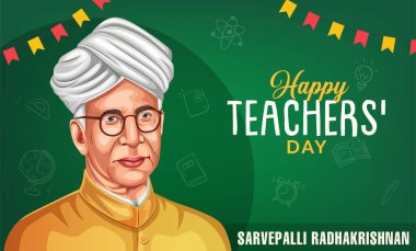 Dr. Sarvepalli Radhakrishna 'nın doğum gününde öğretmenler gününü kutluyoruz. Mutlu öğretmenler günü yaratıcı şablon tasarımı.