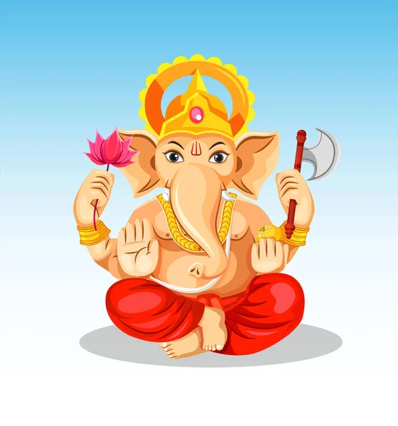 Ganesha Sentado Lorde Ganesh Vetor Isolado Sobre Fundo Celebre Festival —  Vetores de Stock
