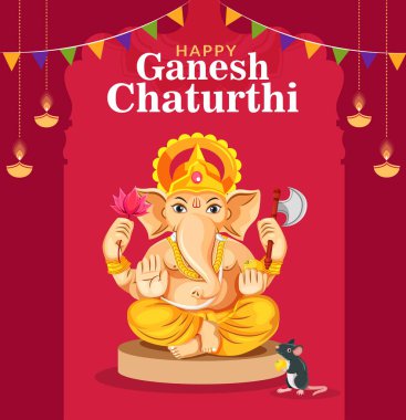 Ganesh Chaturthi festivali bayrak tasarımı şablonu