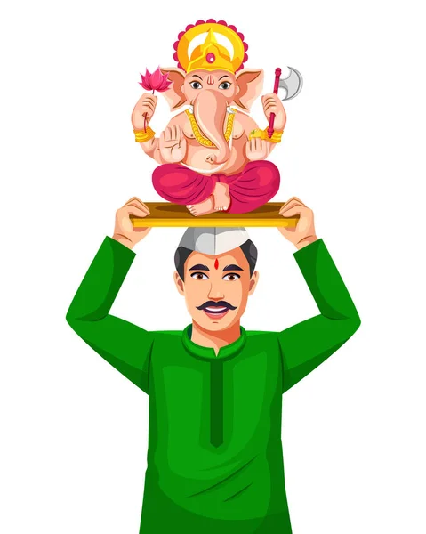 Design Personagens Para Happy Anant Chaturdashi Modelo Festival Indiano Ganesh —  Vetores de Stock