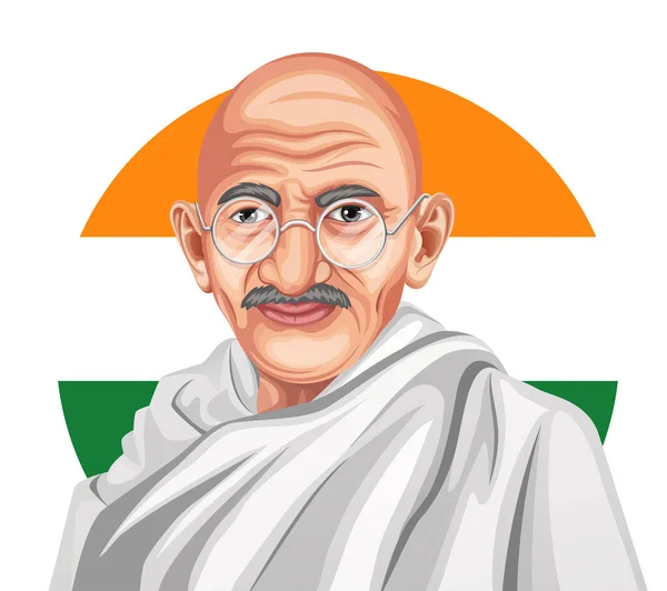 Stock Vector Illustration Mohandas Karamchand Gandhi Mahatma Gandhi Great Indian —  Vetores de Stock