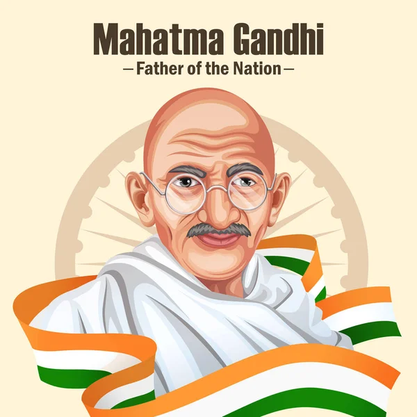 Bohater Narodowy Bojownik Wolność Mahatma Gandhi Popularnie Znany Jako Bapu — Wektor stockowy