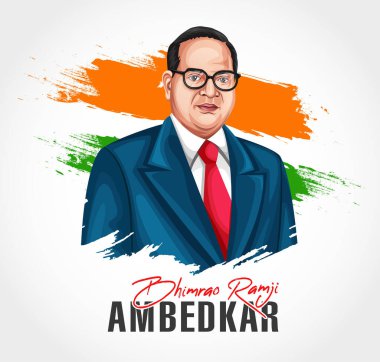 Dr. Bhimrao Ambedkar. B. R. Ambedkar Jayanti Hint Babasaheb Günü kutlama poster illüstrasyonu.