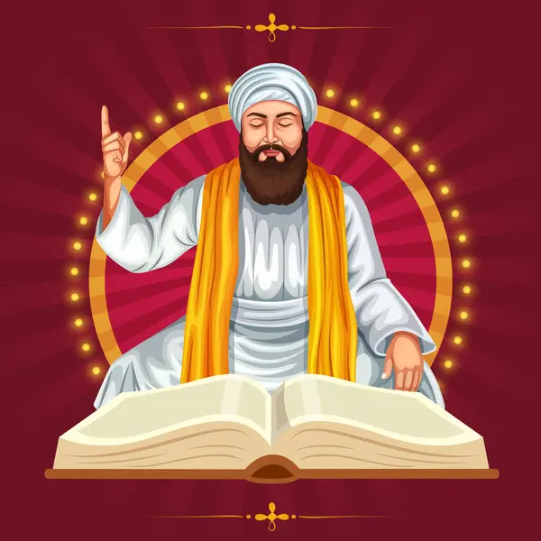 Illustration Sikh Guru Arjan Dev Who Also Known Fifth Sikh — Stock Vector