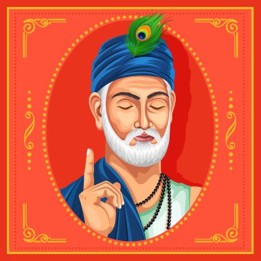Sant Kabir Das Jayanti Hinduizm İslam Kabir tanrısı ve ünlü şairin vektör portresi