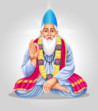 Sant Kabir Das Jayanti 'nin portresi. 15. yüzyılın ünlü Hint şairinin doğum yıldönümü.
