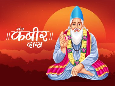 Sant Kabir Das Jayanti, Sant Kabir Das, Hindistan 'da ünlü bir şair ve mistik aziz (1398-1518). 4 Haziran 'da Jayanti kutlamaları yaratıcı pankart tasarım şablonu