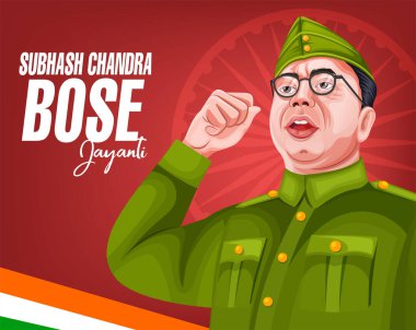 Typography of Netaji Subhas Chandra Bose Jayanti. Freedom Fighter and National Hero of India Netaji Subhash Chandra Bose. Parakram Divas, India Army Day celebration, Editable Poster Illustration clipart