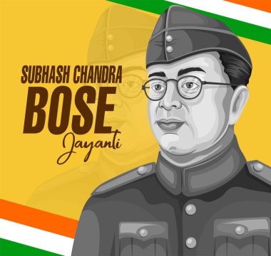 Parakram Divas 'ın tipografisi, Netaji Subhas Chandra Bose Jayanti. Özgürlük Savaşçısı ve Hindistan Ulusal Kahramanı Netaji Subhash Chandra Bose. Hindistan Ordu Günü Kutlaması, Düzenlenebilir Poster Resimleri