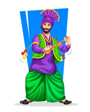 Bir Bhangra Dansçısı, Baisakhi kutlamaları sırasında Ektara Tumbi ile bir adım attı.