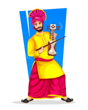 Sikh Bhangra sanatçılarının bhangra dansı ve geleneksel müzik enstrümanı Sarangi 'nin temsilcisi.