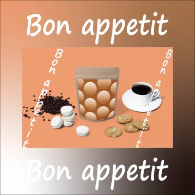 Kahve çekirdekleri ve bej arka planda bir fincan kahve. Üst görünüm, boşluğu kopyala. konsept resim, yaşam tarzı, kutlama