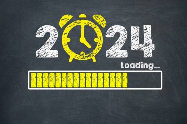 Yeni Yıl 2024 Chalkboard Arkaplanda Yükleniyor