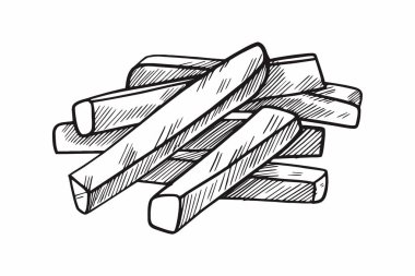 Patates kızartması ikon vektör illüstrasyonu, siyah olarak ücretsiz indirme.