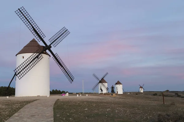 Several Old Windmills High Hill Row — Stock Photo, Image