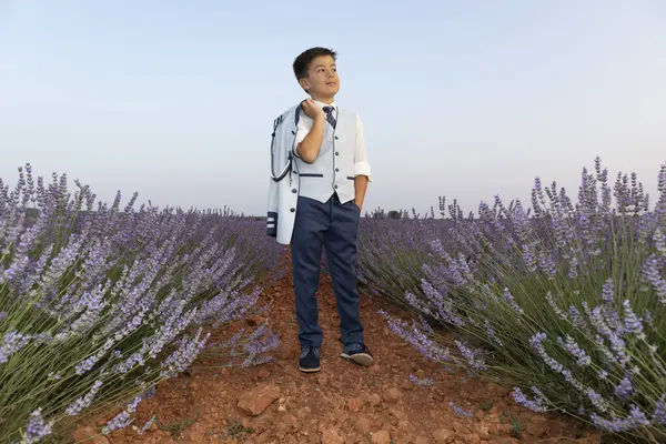 Lavanta tarlalarında komünyon çocuğu