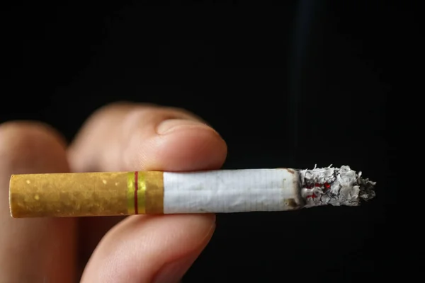 Close View Cigarette Being Held Person Two Fingers Illustrating Details Stock Image