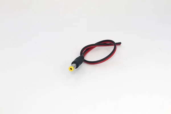 Een 12V Male Plug Kabel Een Witte Achtergrond Deze Connector — Stockfoto