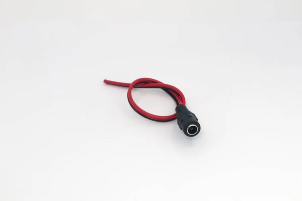 12V Female Plug Cable White Background Connector Used Connect Power — Stock Photo, Image