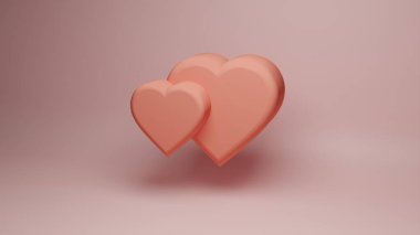 Aşk, düğün, sevgililer günü, sevgi, mutluluk, kalp, hediye, tatlı kalp, yıldönümü ve romantizmi resmetmek için pembe arka planda şekillendirilmiş 3D kalp..