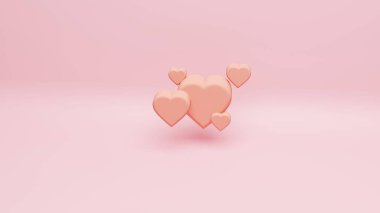 Aşk, düğün, sevgililer günü, sevgi, mutluluk, kalp, hediye, tatlı kalp, yıldönümü ve romantizmi resmetmek için pembe arka planda şekillendirilmiş 3D kalp..