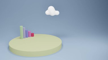 Bulutlu bir podyumun 3D görüntüsü