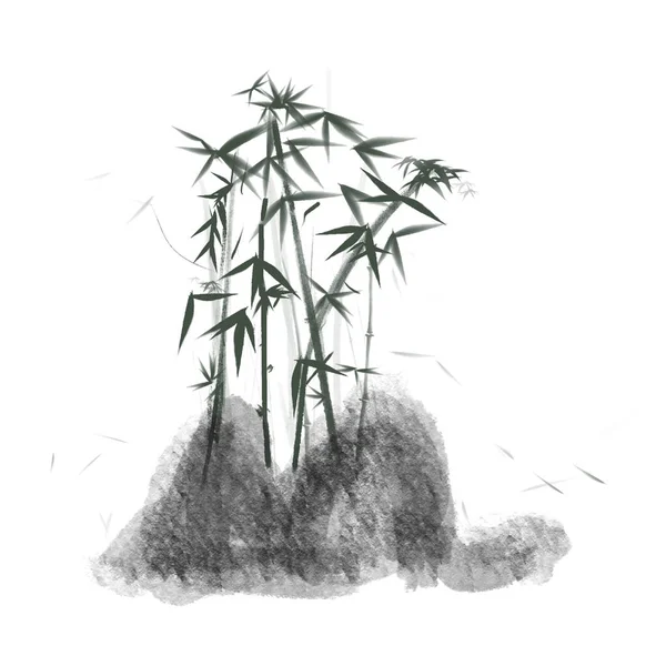 Tinta Bambu Folhas Bambu — Vetor de Stock