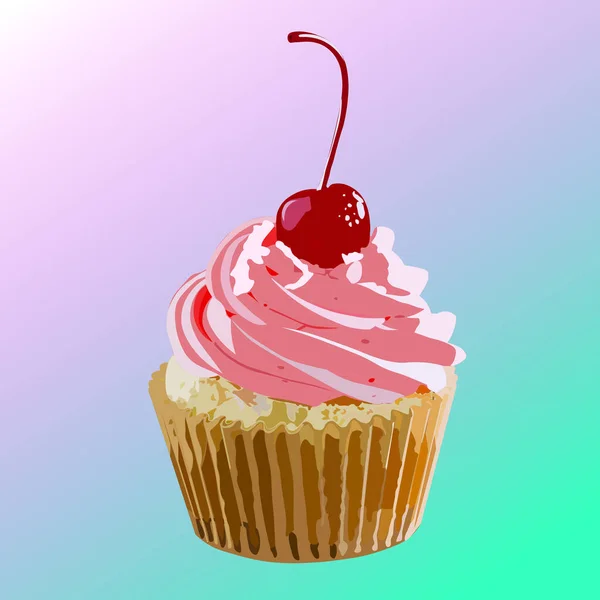 Eine Illustration Eines Appetitlichen Leckeren Cupcake Für Sie Kann Als — Stockvektor