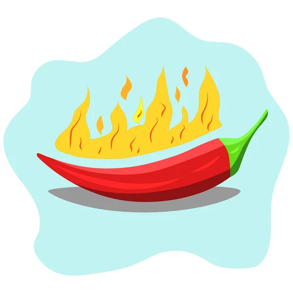 Varme Røde Pepper Med Grønn Hale Blå Bakgrunn – stockvektor