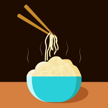 Çin çubuklu erişte. Çin eriştesi ve Çin geleneği. Eriştenin sanat çizimi.