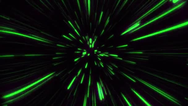 Hyperraumbewegung Grüner Sternenspur Explodierende Und Expandierende Bewegung — Stockvideo