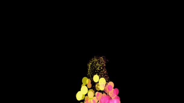 Барвисті Кульки Летять Чорному Тлі Анімація Святкові Кульки Літають Чорному — стокове відео