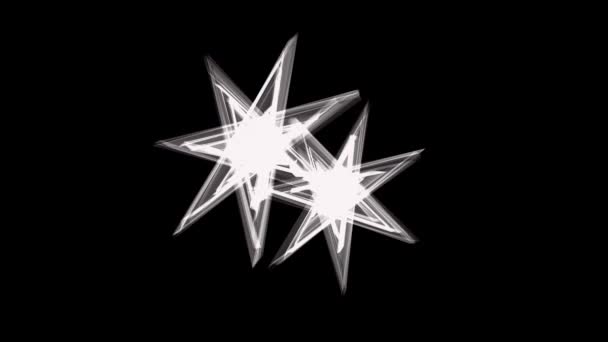 Animierte Leuchtende Silberne Sterne Auf Schwarzem Hintergrund Sterne — Stockvideo