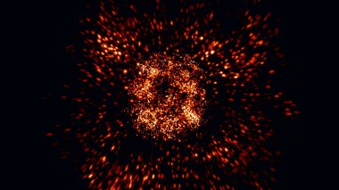 Siyah arka planda kamp ateşinden kıvılcımlar çıkıyor. Alevler siyah arkaplanda izole edilmiş. Yüksek hızlı sinemada çekildi