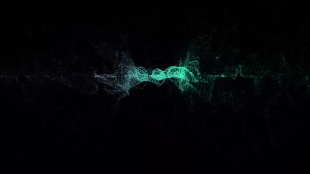 Blaue Welle Form Partikel Render Aussehen Wie Spinnennetz Glatt Fließenden — Stockvideo