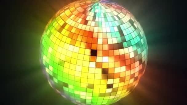 Obracanie Disco Ball Kolorowe Światła Ilustracja Bezproblemowa Animacja Pętli — Wideo stockowe