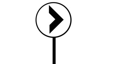 One direction sign on white background. Right traffic sign icon vector illustration. Traffic control. Right Chevron Traffic Sign This sign warns you about the road changing direction or narrowing.