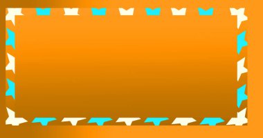 Orange physalis background, frame and border, copy space photo. Card frame as a template is formed from colorful squares in doodle style. Hand Drawn. Place for text.