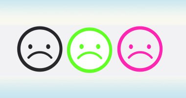 3 tane hüzünlü simge. Basit üzgün duygu simgesi tasarım vektörü .