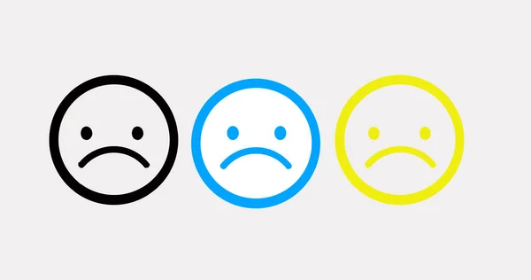 Smutné Barevné Tváře Ikona Moderní Smutný Úsměv Emotikonový Obličej Smutné — Stock fotografie