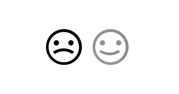 Boldog Semleges Szomorú Emoji Ikon Ikon Beállított Vektor Illusztráció Körvonalazott — Stock Fotó