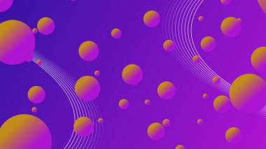 Boş uzayda farklı boyutlarda pek çok uçan küre. Soyut arkaplan. 3d vektör illüstrasyonu.