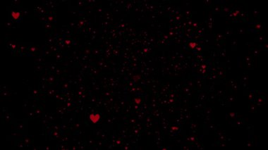 Red Hearts motion for Valentine's day Greeting love video. 4K Romantic looped animation on black background for Valentine's day, St. Valentines Day, Mother's day, Wedding anniversary invitation e-card