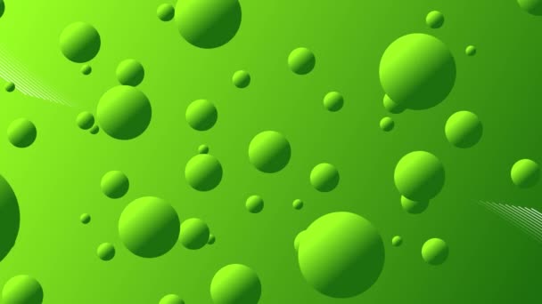 3D空間でのグラデーションボール トレンドデザインの背景 緑とライムの色の背景に飛んで緑の色ボールの4Kアニメーションビデオ — ストック動画