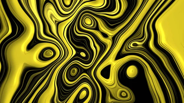 Abstract Format Graphic Moving Liquid Oil Texture Marble Black Yellow — Stock Photo, Image