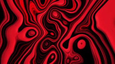 Sıvı çizgili desen hareket ediyor. Hareket. Dalgalı çizgiler akışkan bir şekilde hareket eder. Çizgili desenli ve daireli soyut bir arka plan. İnanılmaz kırmızı renk soyut arkaplan boya mermer sıvı animasyon, 