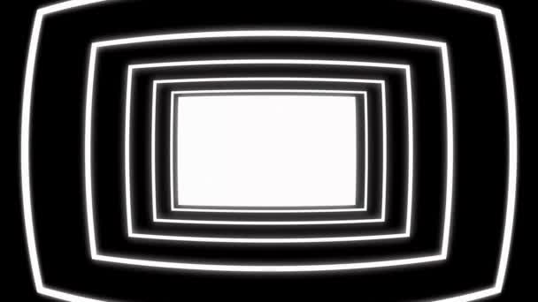 Square Tunnel Loop Abstrakta Neonljus Passerar Framför Skärmen Abstrakt Sömlös — Stockvideo
