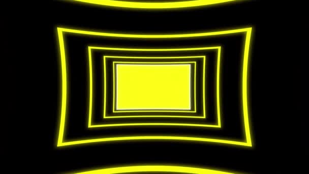Reflekterande Tunnel Med Neonrektangulära Former Abstrakt Sömlös Bakgrund Loopas Animation — Stockvideo