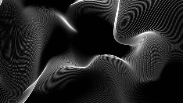 Datenvisualisierung Dynamisches Wellenmuster Schwarz Weiß Geometrische Abstrakte Technologie Und Wissenschaft — Stockfoto