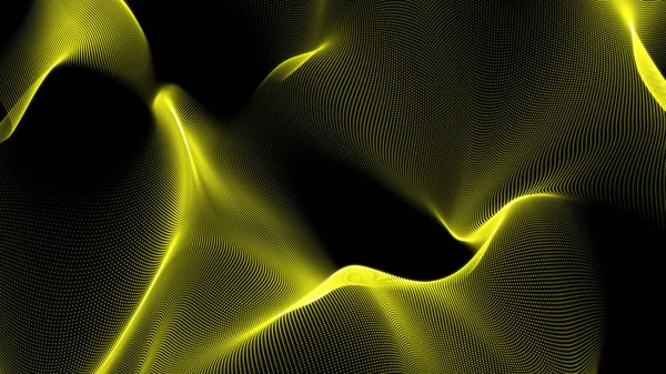 Welle Fließender Teilchen Auf Dunklem Hintergrund Abstrakter Hintergrund Mit Dynamischen — Stockfoto